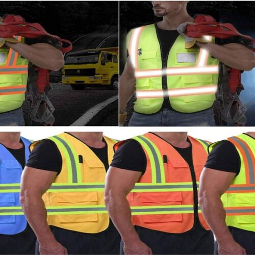 custom black safety vest,
