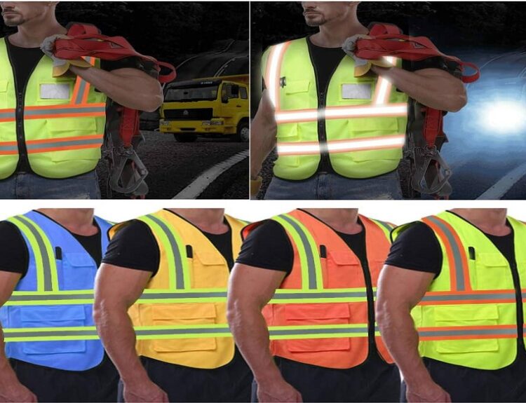 custom black safety vest,